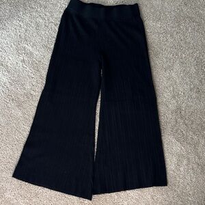 House of Harlow 1960 Black Ribbed Wide-Leg Knit Pants